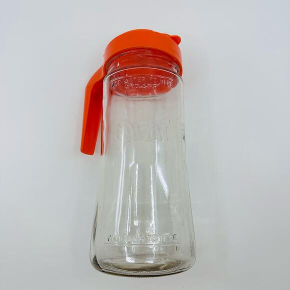 Anchor Hocking Glass Vintage 70s TANG Orange Drink Clear Glass Pitcher With Lid - Picture 8 of 11